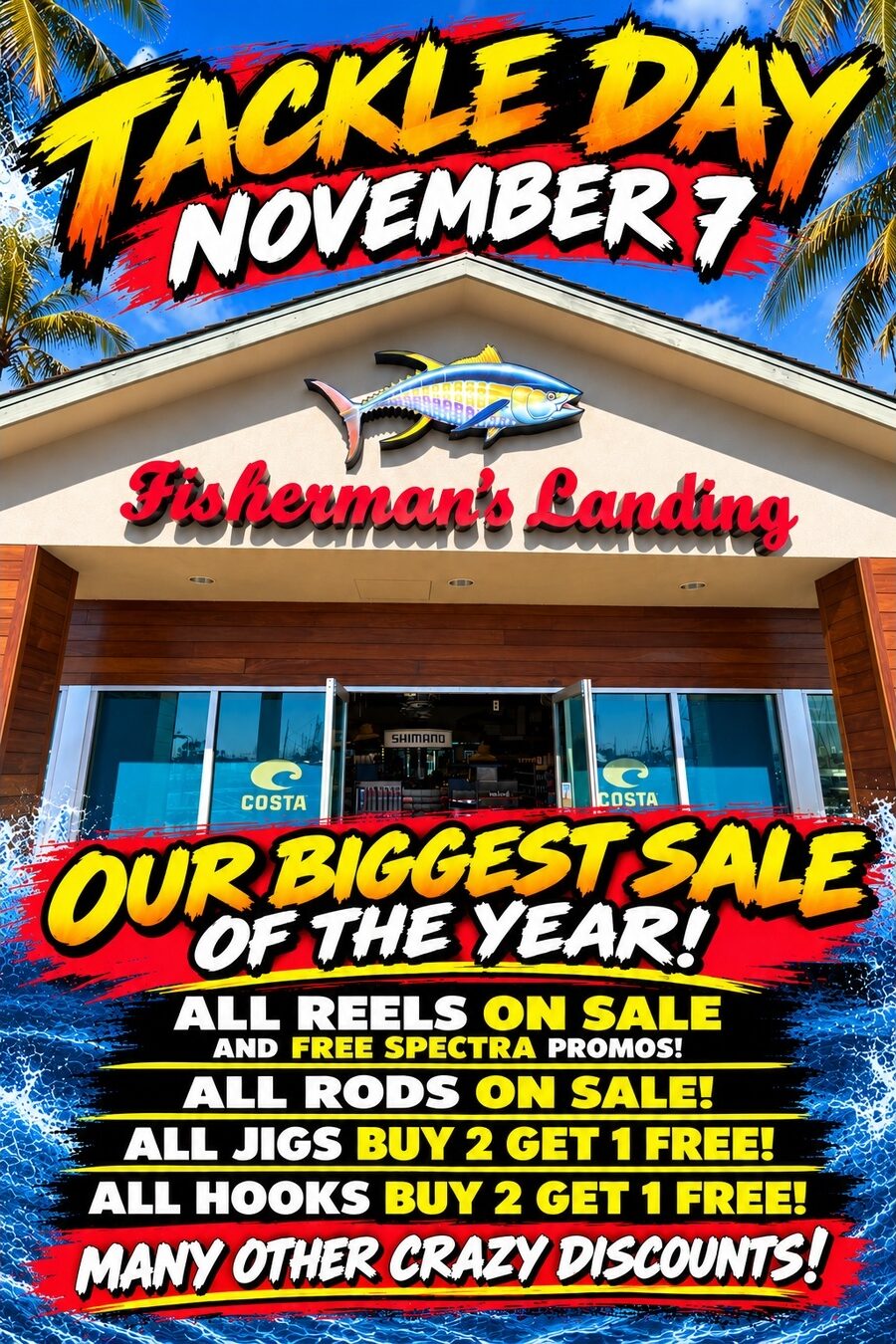 Tackle Day, November 7: our biggest sale of the year at Fisherman's Landing Tackle Shop